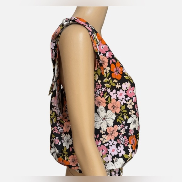 Joie Floral Tie Shoulder Wrap Front Cropped Tank Top M - Picture 4 of 16